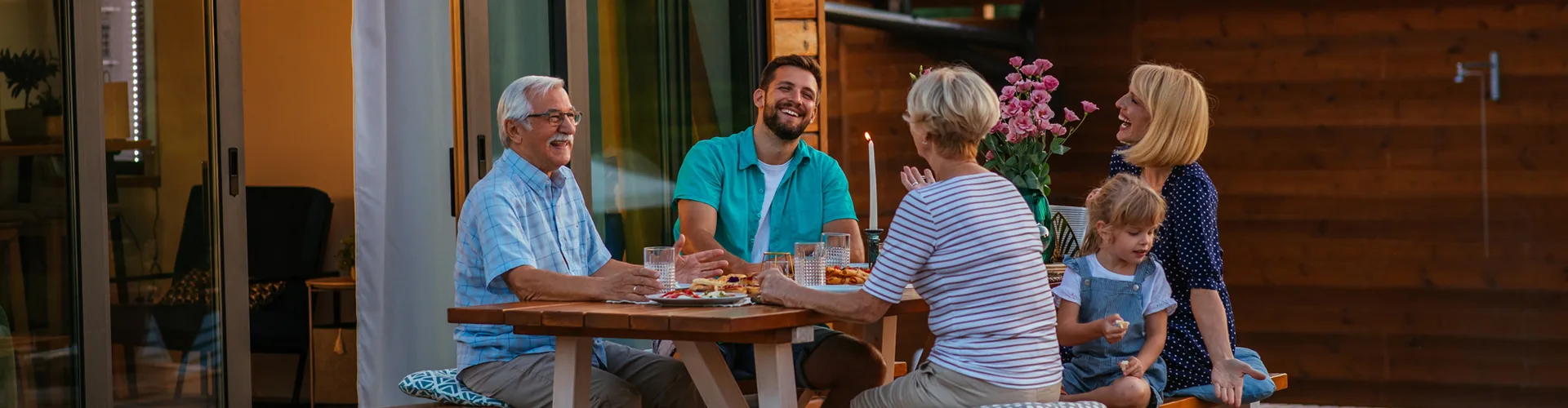 Family sitting on veranda